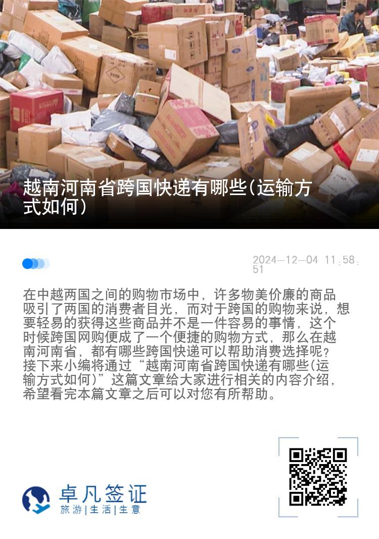 越南河南省跨国快递有哪些(运输方式如何)